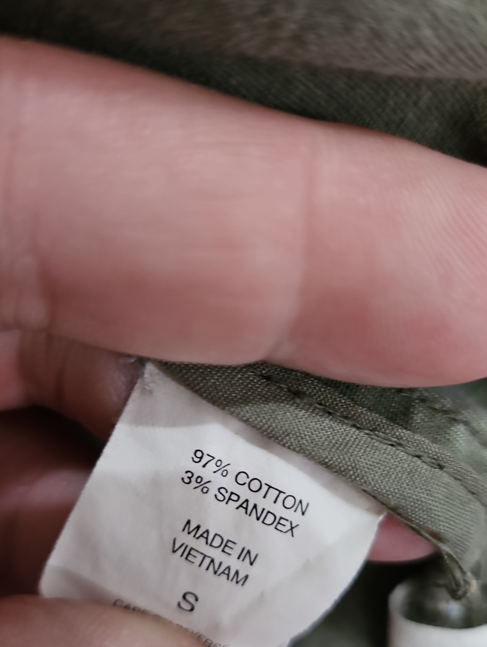 New York & Company Olive Green stretch Utility Jacket with Ruffle Trim - Picture 4 of 6